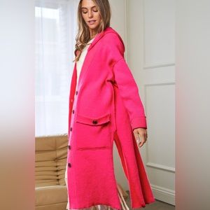Pink hooded VICI cardigan large